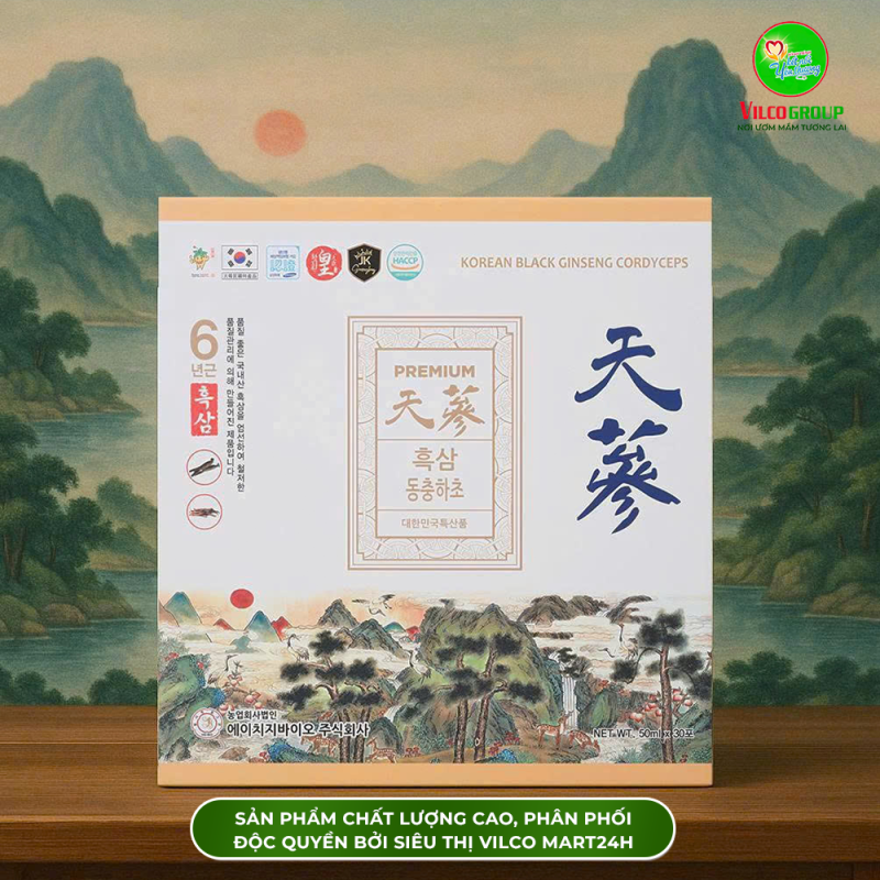 SHQ13 THỰC PHẨM BỔ SUNG NƯỚC HẮC SÂM ĐÔNG TRÙNG HẠ THẢO HÀN QUỐC - KOREAN BLACK GINSENG CORDYCEPS 50ml/ gói, 30 gói/ hộp – BÍ QUYẾT NÂNG CAO SỨC KHỎE TỪ THIÊN NHIÊN (30 Gói)