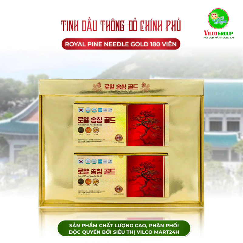 SHQ1 Thực phẩm bảo vệ sức khỏe TINH DẦU THÔNG ĐỎ ROYAL PINE NEEDLE GOLD 500 mgx 180 viên/hộp (6 viên/vỉ; 15 vỉ/hộp nhỏ; 2 hộp nhỏ/hộp lớn) - BÍ QUYẾT TRƯỜNG THỌ