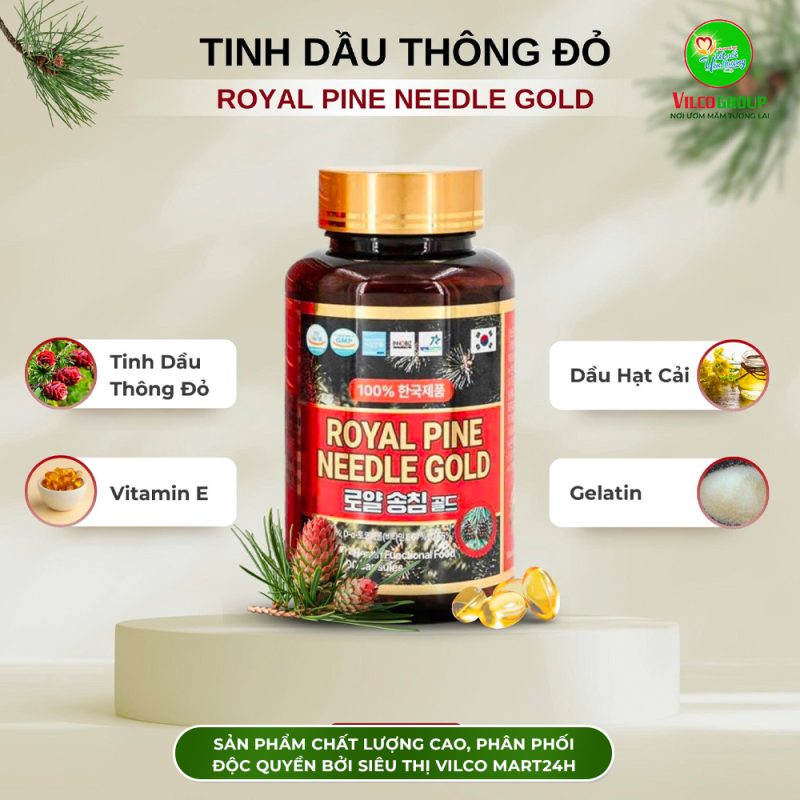 SHQ19 Thực phẩm bảo vệ sức khỏe Tinh Dầu Thông Đỏ Royal Pine Needle Gold 450 mgx 100 viên/hộp - Sức Khỏe Tim Mạch, Bí Quyết Từ Thiên Nhiên