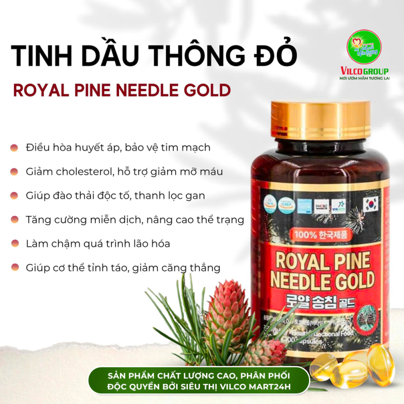 SHQ19 Thực phẩm bảo vệ sức khỏe Tinh Dầu Thông Đỏ Royal Pine Needle Gold 450 mgx 100 viên/hộp - Sức Khỏe Tim Mạch, Bí Quyết Từ Thiên Nhiên