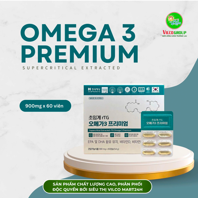 SHQ26 Thực phẩm bảo vệ sức khỏe Supercritical Extracted rTG Omega 3 Premium (900mg*60viên), bổ sung vitamin, hỗ trợ lưu thông máu và chống oxi hoá