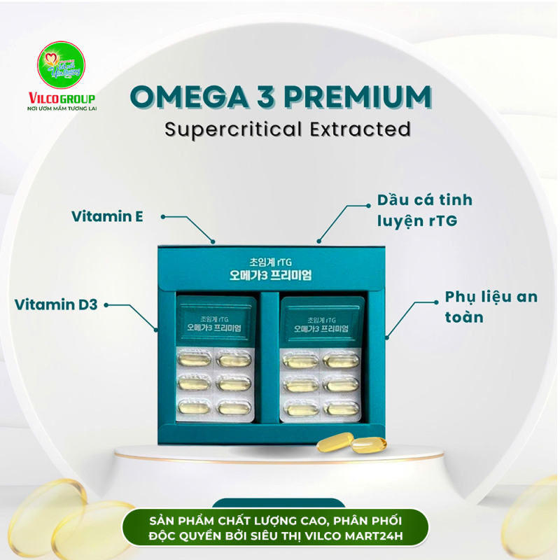 SHQ26 Thực phẩm bảo vệ sức khỏe Supercritical Extracted rTG Omega 3 Premium (900mg*60viên), bổ sung vitamin, hỗ trợ lưu thông máu và chống oxi hoá