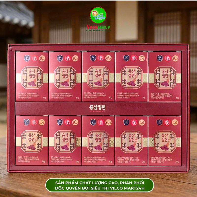 SHQ12 HỒNG SÂM THÁI LÁT TẨM MẬT ONG HONEYED RED GINSENG SLICES 20G/GÓI, 10 GÓI/ HỘP 200GR - “Tặng sức khỏe, chọn sâm lát – Nhỏ gọn, sang trọng, tiện lợi!”