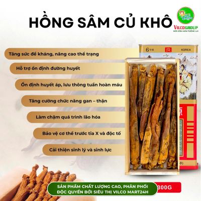 SHQ39 HỒNG SÂM CỦ KHÔ (KOREAN RED GINSENG) – BÍ QUYẾT SỨC KHỎE TOÀN DIỆN TỪ THIÊN NHIÊN (300g/hộp)