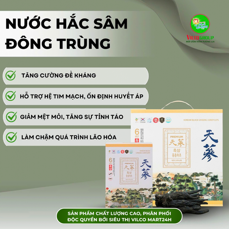 SHQ33 THỰC PHẨM BỔ SUNG NƯỚC HẮC SÂM ĐÔNG TRÙNG - ĐỘT PHÁ VỚI THÀNH PHẦN HẮC SÂM GIÁ TRỊ CAO (60 Gói)