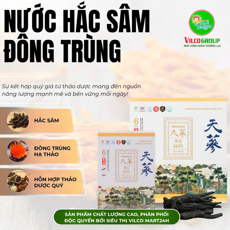SHQ33 THỰC PHẨM BỔ SUNG NƯỚC HẮC SÂM ĐÔNG TRÙNG - ĐỘT PHÁ VỚI THÀNH PHẦN HẮC SÂM GIÁ TRỊ CAO (60 Gói)