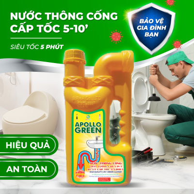 Nước thông cống mẫu chai thái Apollo Green 1600gr
