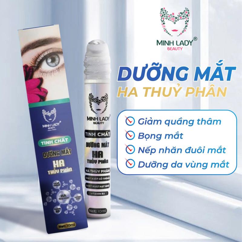 Thanh lăn Dưỡng mắt HA Thuỷ phân Hỗ Trợ Giảm Thâm Quầng Mắt & Bọng Mắt Minh Lady Beauty 10ml