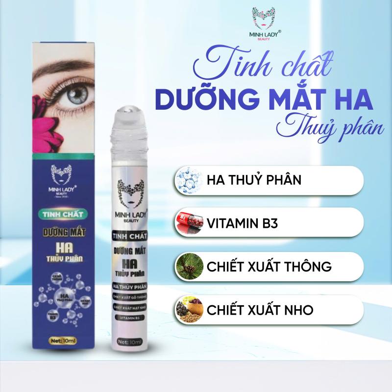 Thanh lăn Dưỡng mắt HA Thuỷ phân Hỗ Trợ Giảm Thâm Quầng Mắt & Bọng Mắt Minh Lady Beauty 10ml