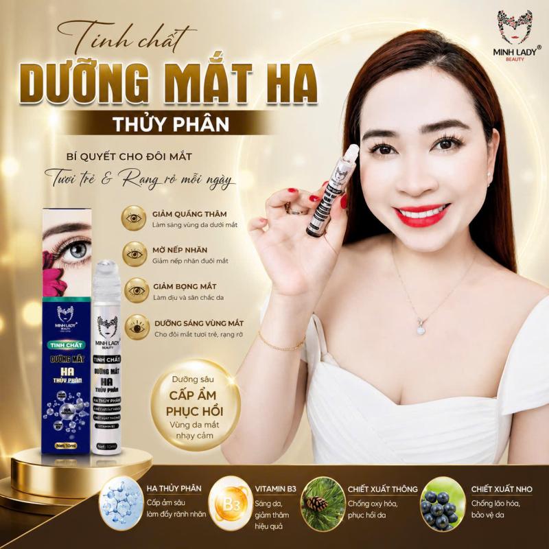 Thanh lăn Dưỡng mắt HA Thuỷ phân Hỗ Trợ Giảm Thâm Quầng Mắt & Bọng Mắt Minh Lady Beauty 10ml