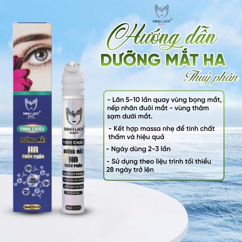 Thanh lăn Dưỡng mắt HA Thuỷ phân Hỗ Trợ Giảm Thâm Quầng Mắt & Bọng Mắt Minh Lady Beauty 10ml