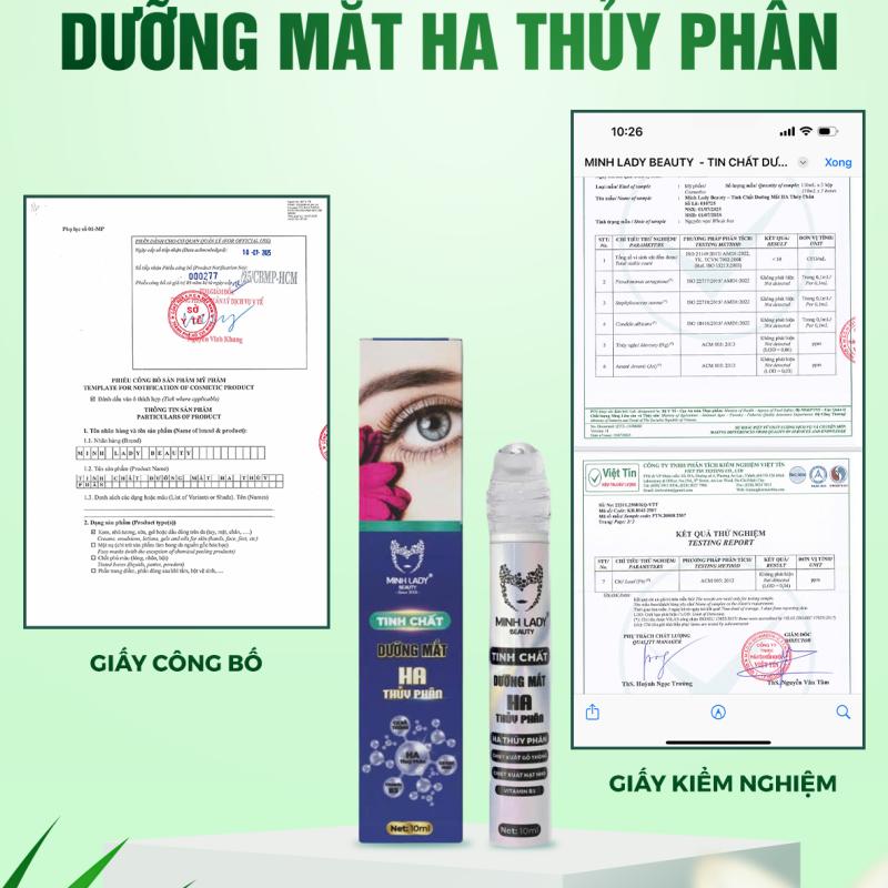 Thanh lăn Dưỡng mắt HA Thuỷ phân Hỗ Trợ Giảm Thâm Quầng Mắt & Bọng Mắt Minh Lady Beauty 10ml