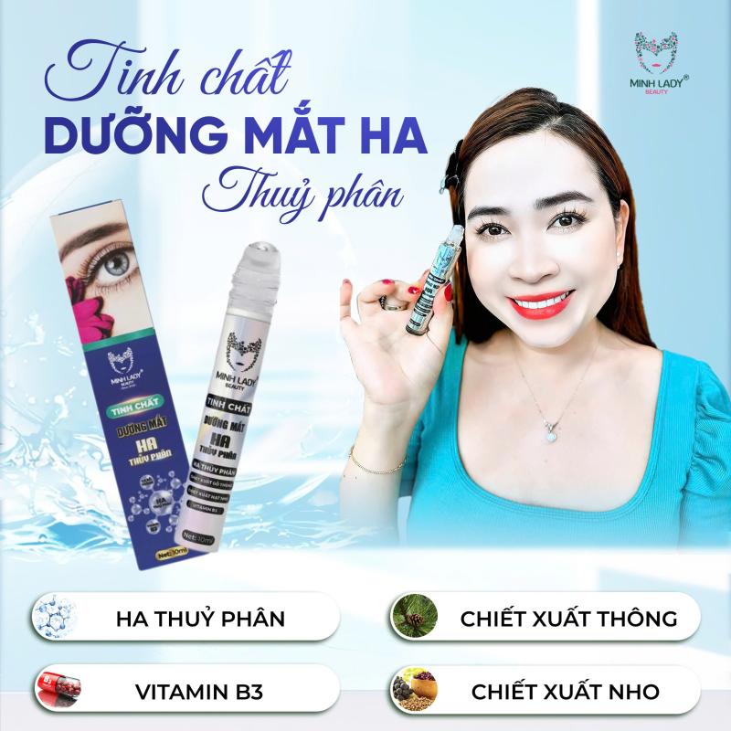 Thanh lăn Dưỡng mắt HA Thuỷ phân Hỗ Trợ Giảm Thâm Quầng Mắt & Bọng Mắt Minh Lady Beauty 10ml