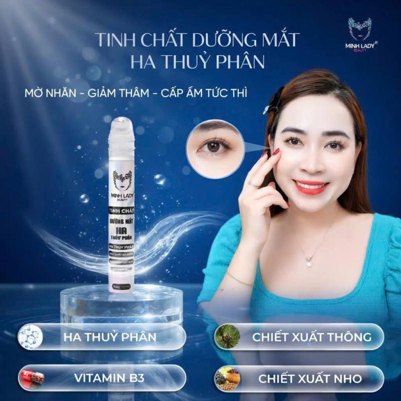 Thanh lăn Dưỡng mắt HA Thuỷ phân Hỗ Trợ Giảm Thâm Quầng Mắt & Bọng Mắt Minh Lady Beauty 10ml