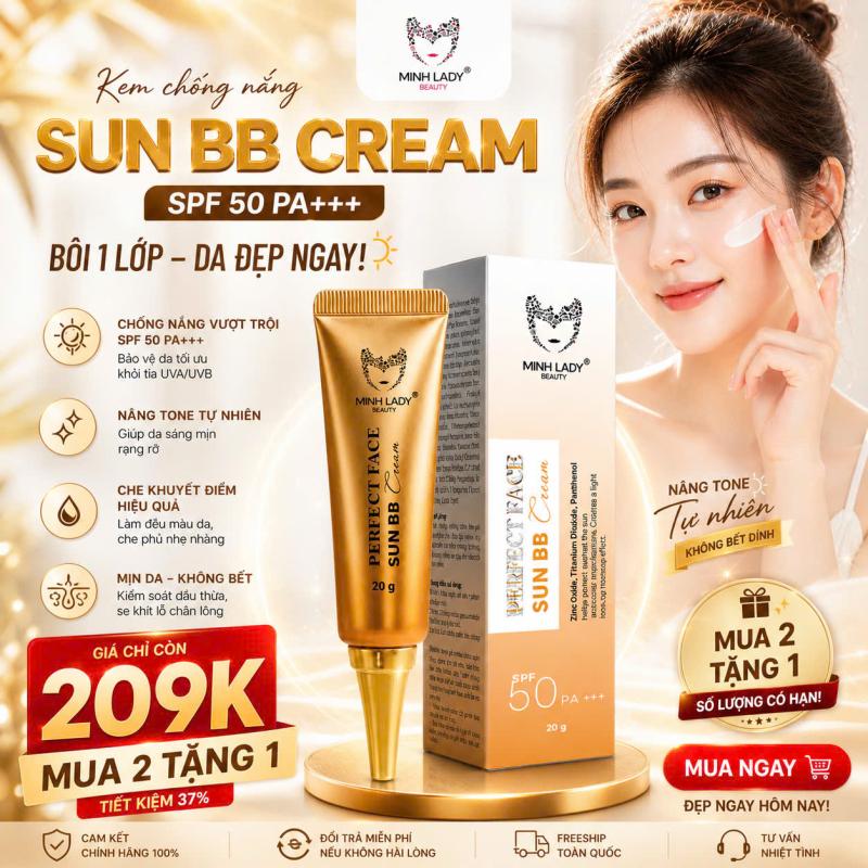Kem Chống Nắng BB PERFECT FACE SUN CREAM SPF 50 PA+++ 20gr MINH LADY BEAUTY