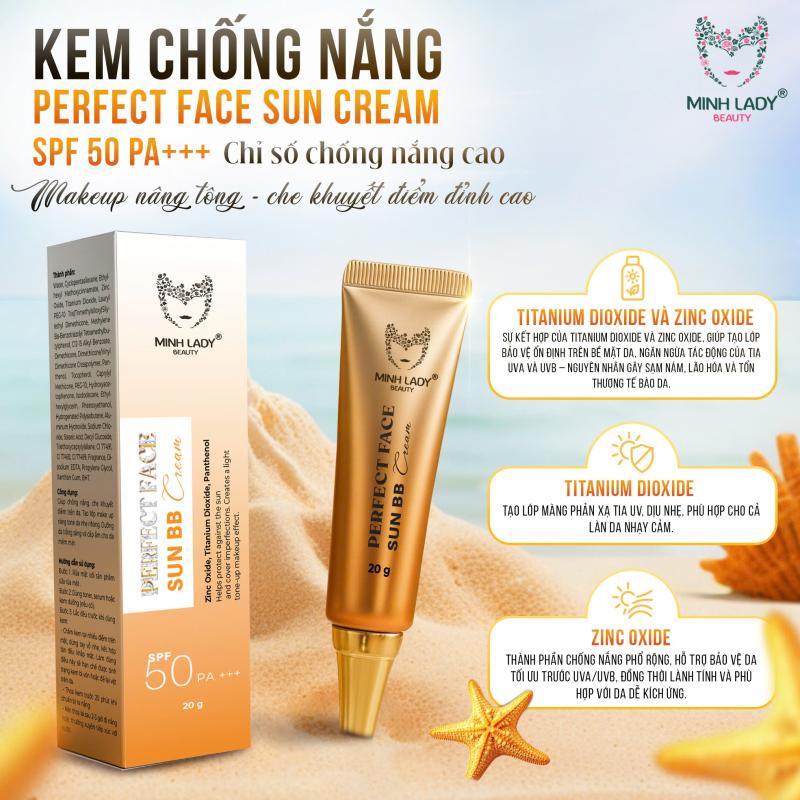 Kem Chống Nắng BB PERFECT FACE SUN CREAM SPF 50 PA+++ 20gr MINH LADY BEAUTY