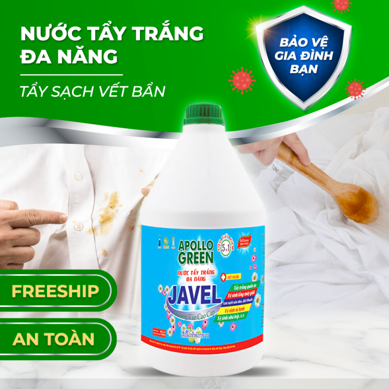 Nước tẩy Javel cao cấp Apollo Green 3800gr