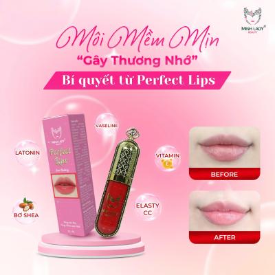 Tinh chất SON DƯỠNG VITAMIN MỜ THÂM, GIẢM NỨT NẺ, DƯỠNG SAU PHUN XÂM CÓ MÀU MINH LADY Perfect Lips - Hỗ trợ dưỡng mềm môi lên màu - Cosmetic