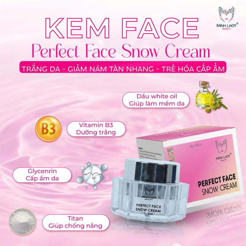 [MUA 1 TẶNG 1] Kem FACE NÁM TÀN NHANG PERFECT FACE SNOW CREAM 23G [mua 2 tặng 1] MINH LADY hỗ trợ trắng da mờ nám tàn nhang cấp ẩm